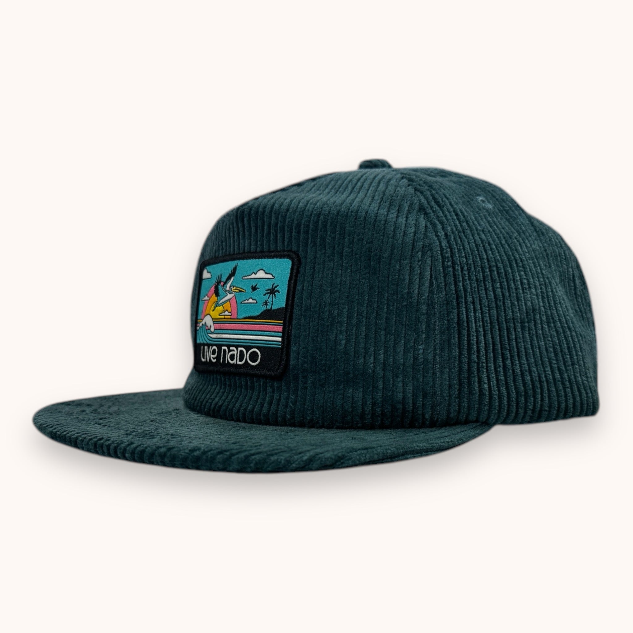 CENTRAL BEACH CORONADO | CORDUROY FLAT BRIM SURF CAP IN TEAL