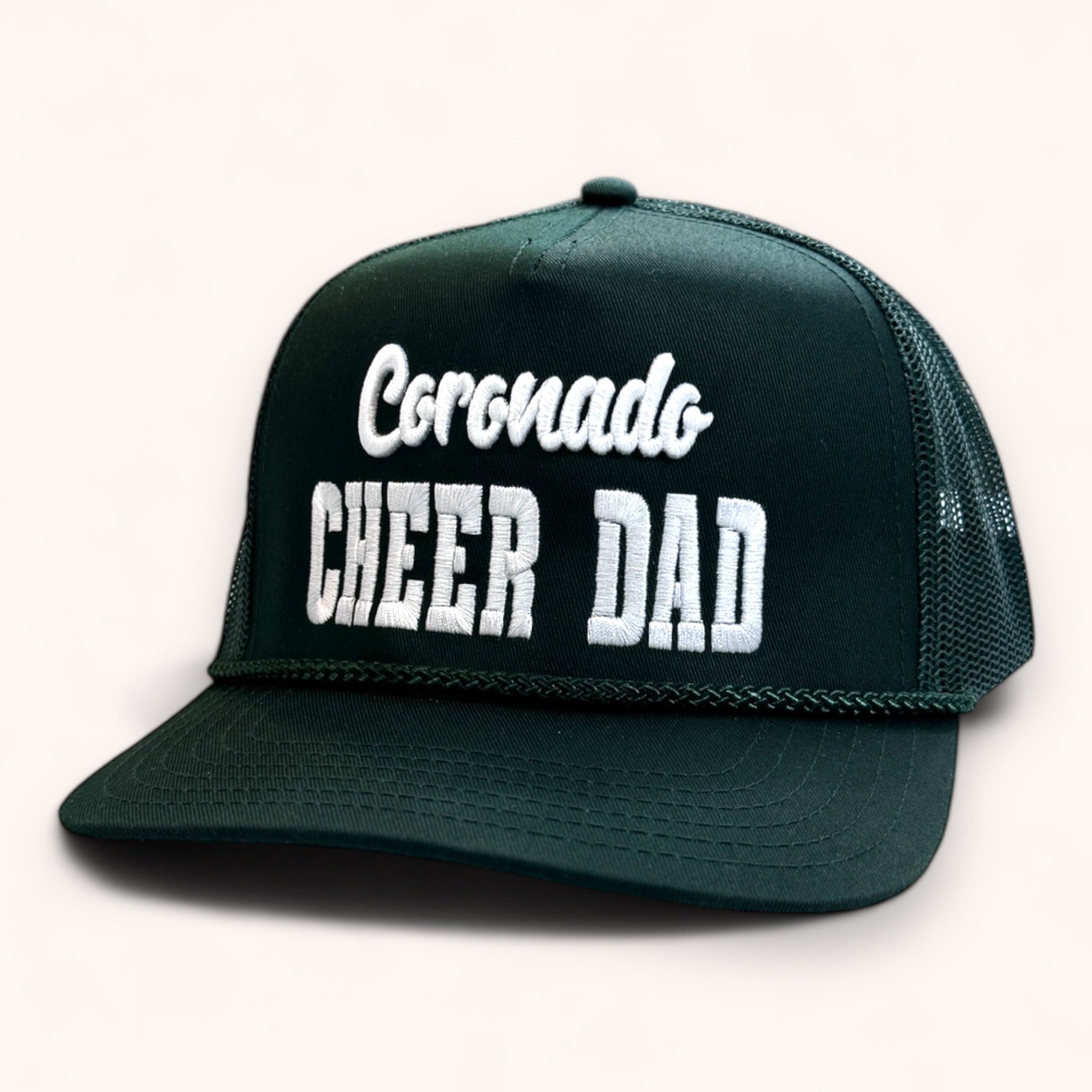 CORONADO CHEER DAD | CURVED BRIM DARK GREEN MESH BACK TRUCKER