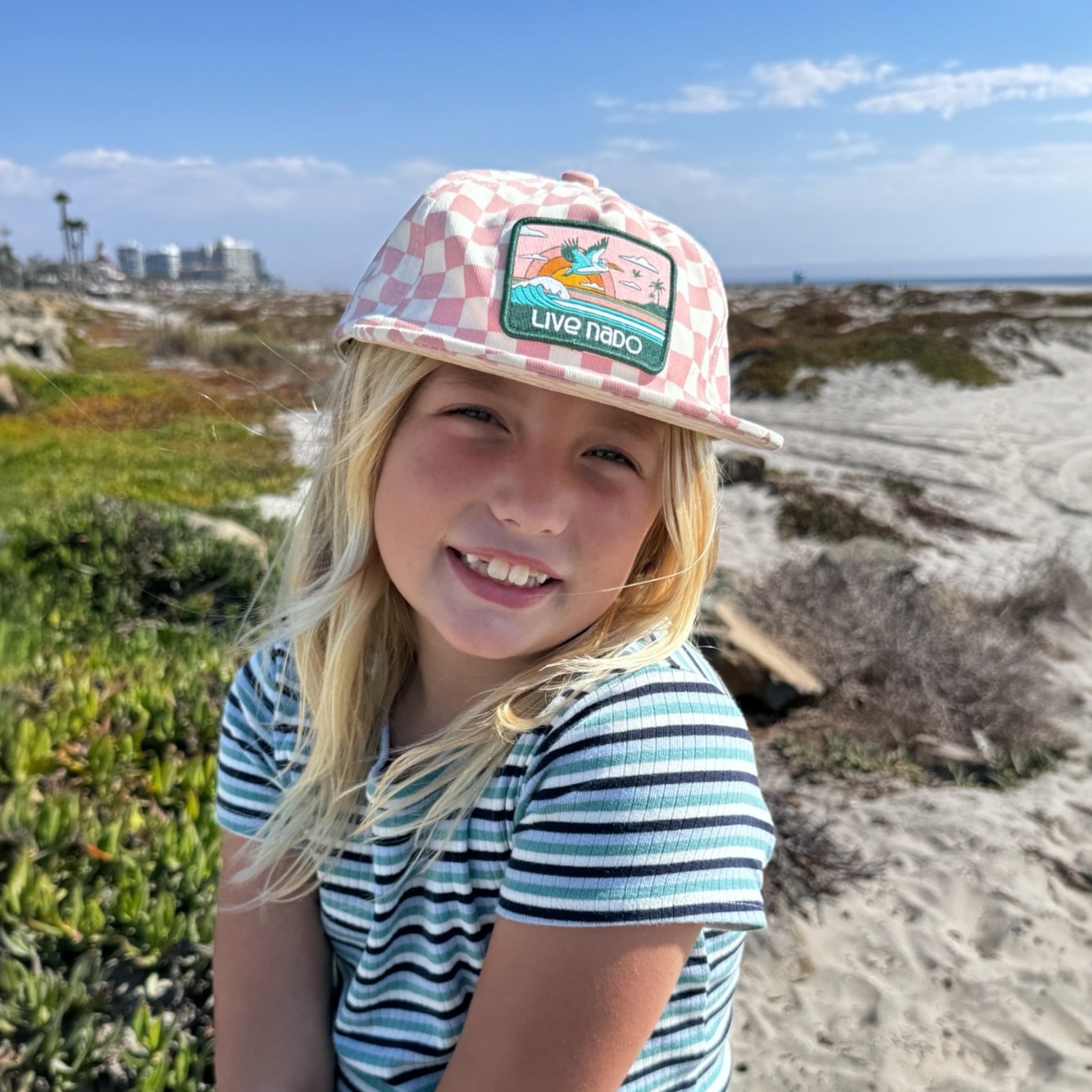 SPRECKELS | PINK CHECKERED KIDS SURF CAP