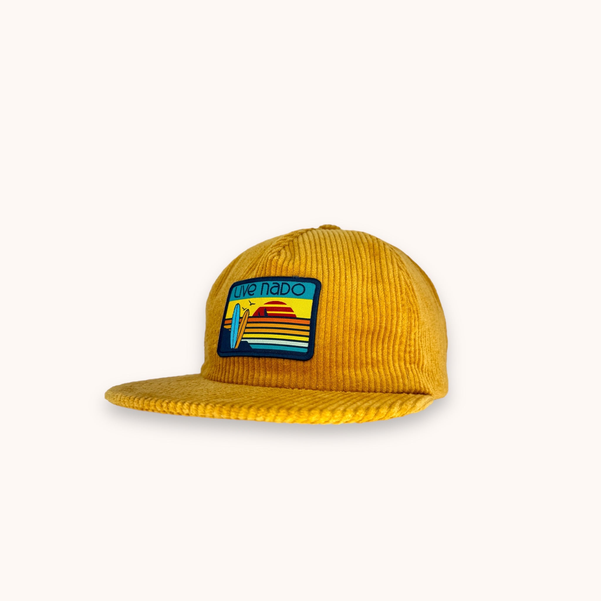 CENTRAL BEACH CORONADO | CORDUROY FLAT BRIM SURF CAP IN MUSTARD