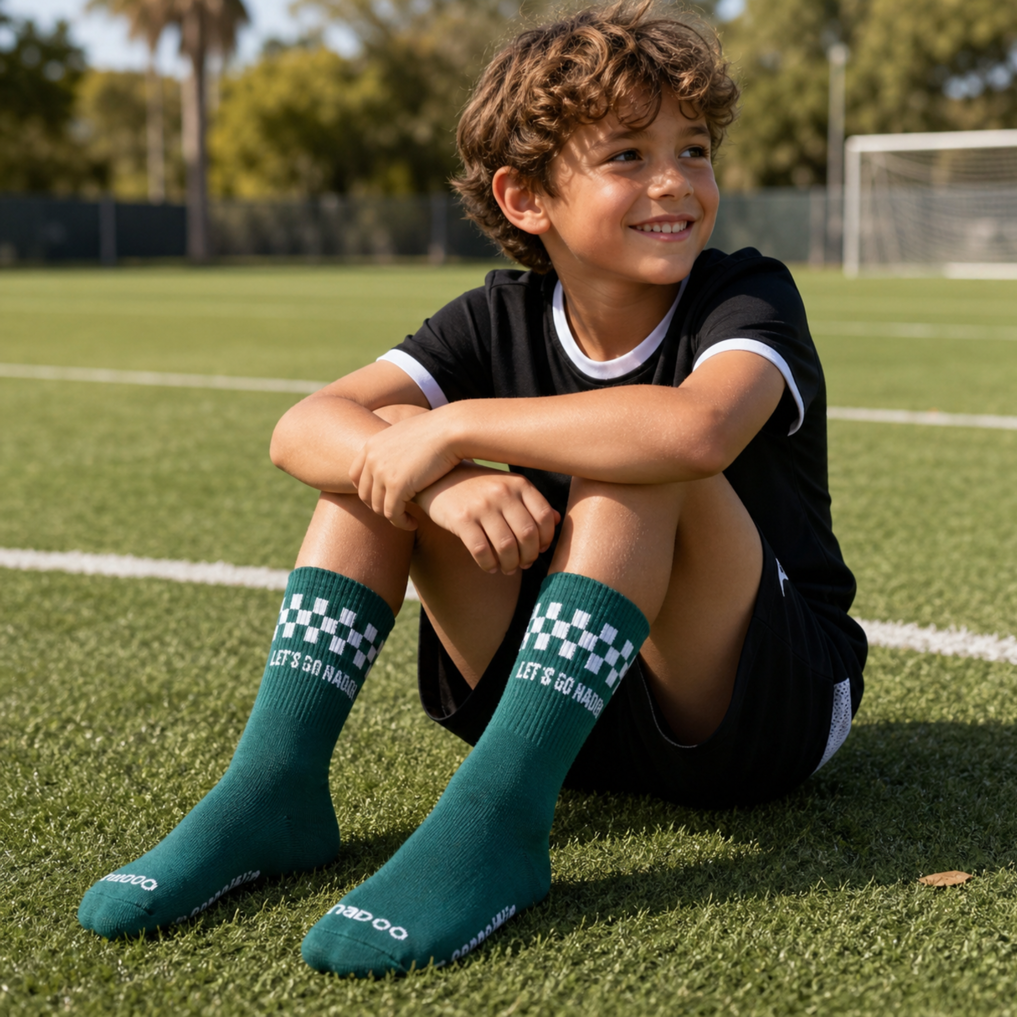 ACCESSORIES | LET'S GO NADO WHITE CHECKERED I'M GONNA WIN CREW SOCKS KIDS