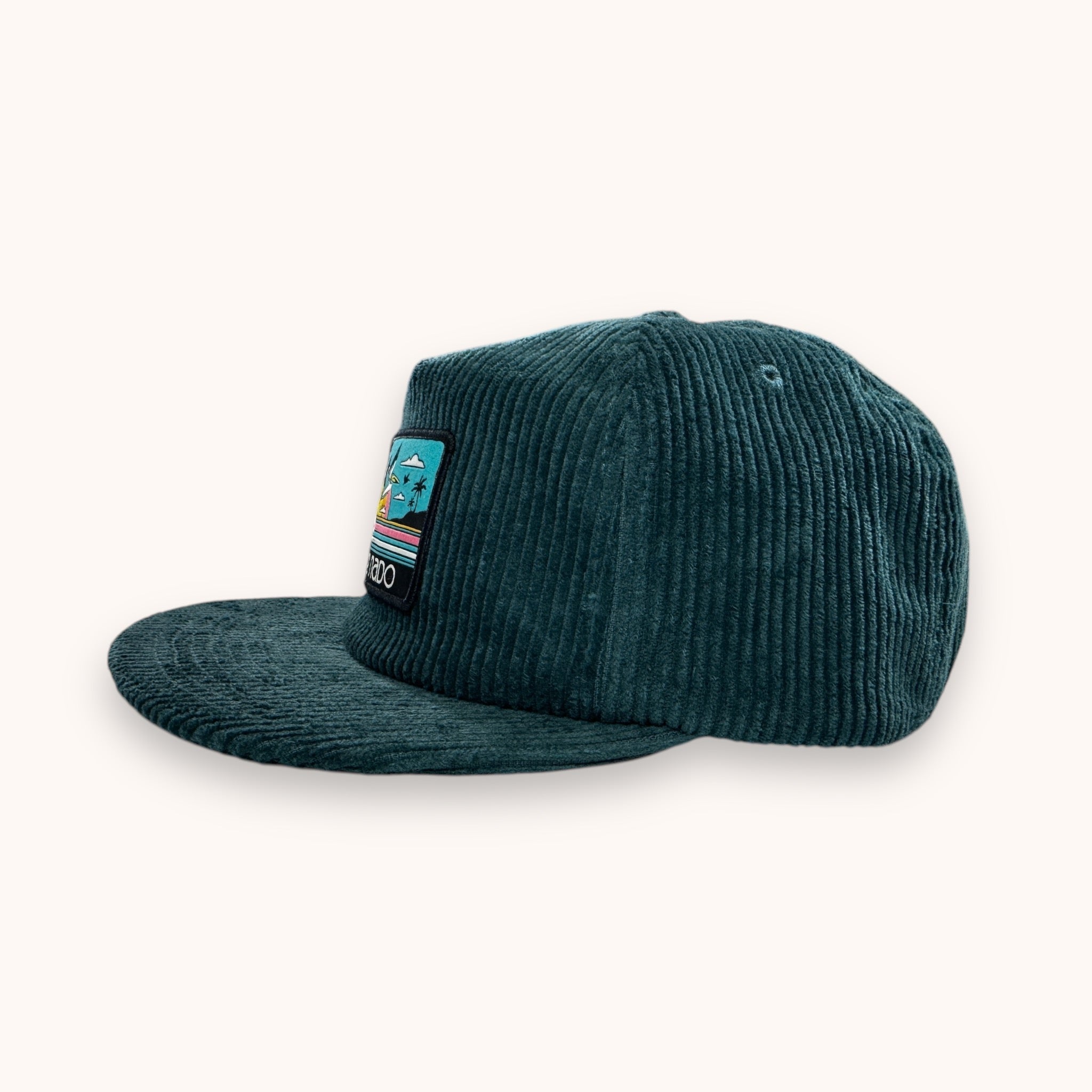 CENTRAL BEACH CORONADO | CORDUROY FLAT BRIM SURF CAP IN TEAL