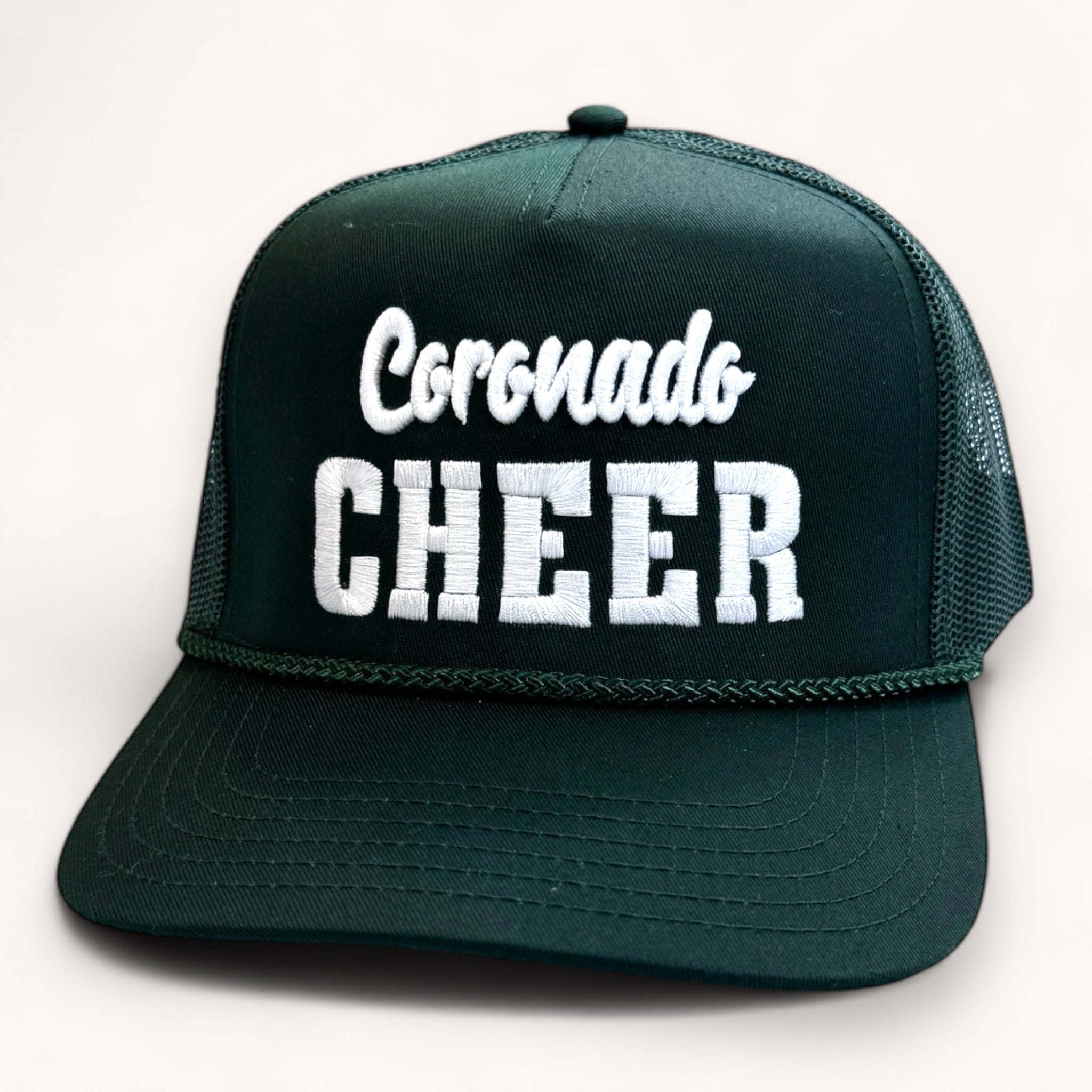 CORONADO CHEER | DARK GREEN CURVED BRIM MESH BACK TRUCKER