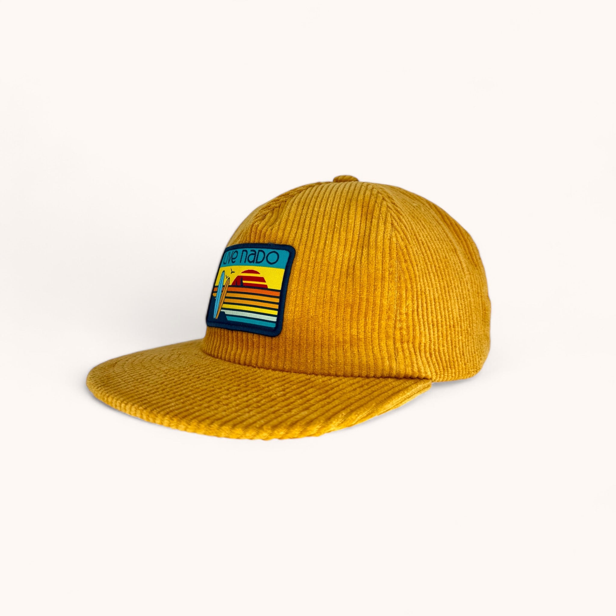 CENTRAL BEACH CORONADO | CORDUROY FLAT BRIM SURF CAP IN MUSTARD