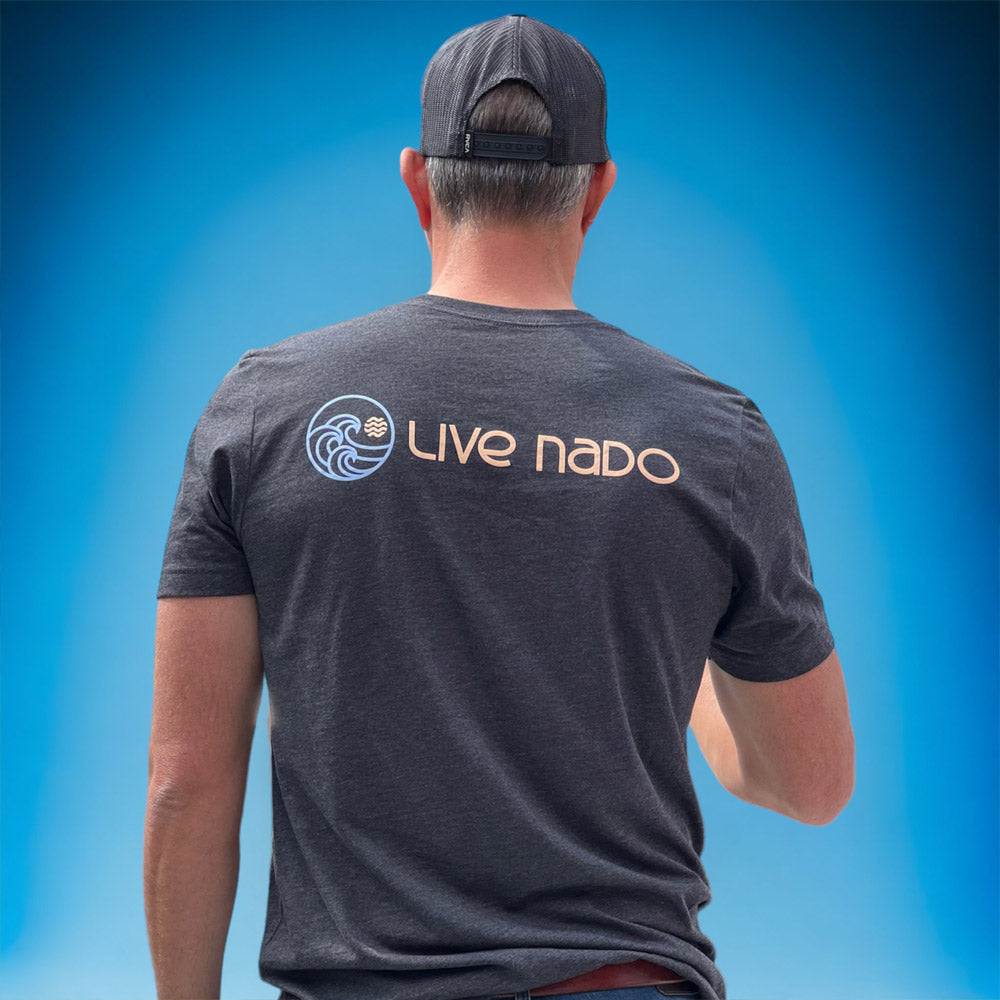 male in live nado logo tee charcoal color