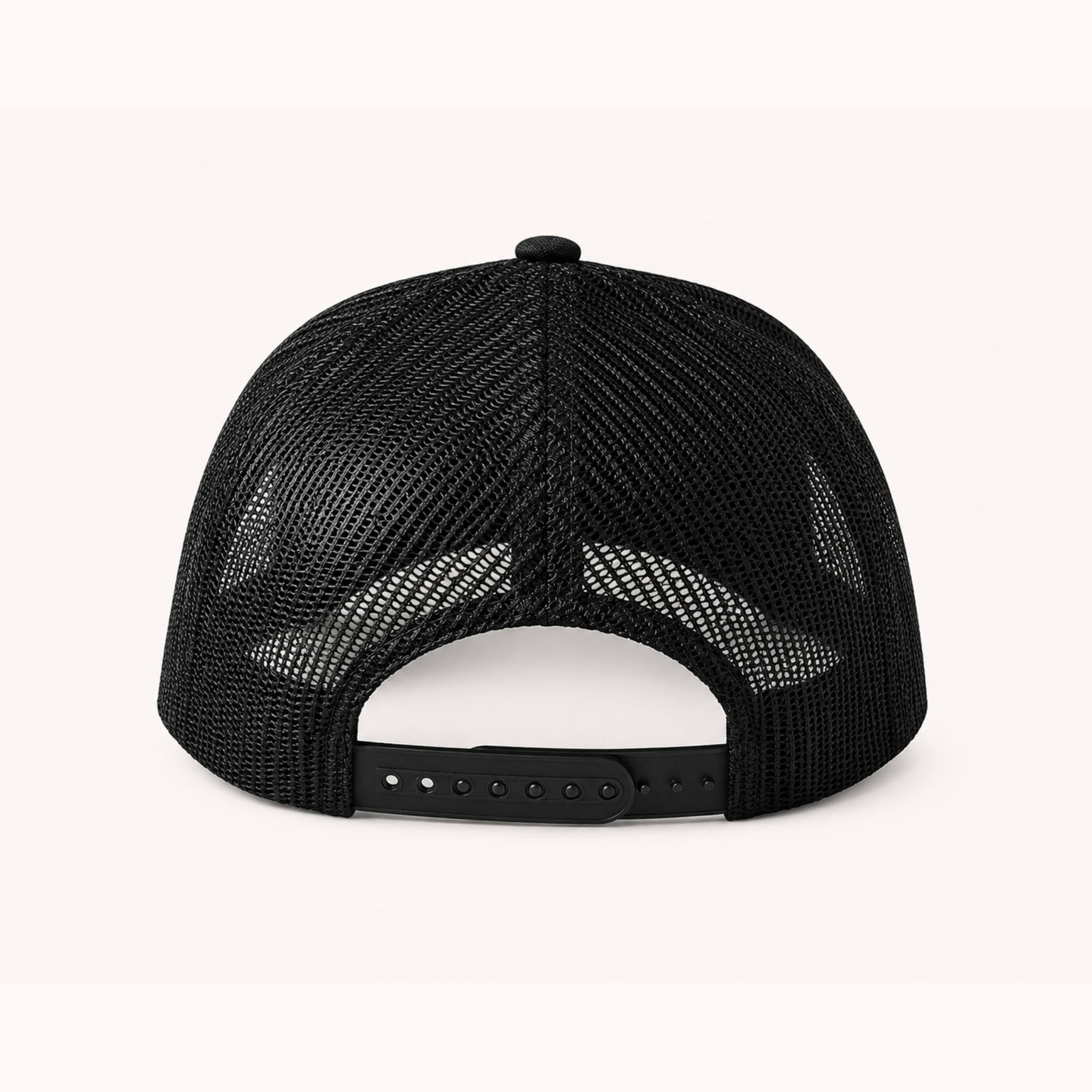 Black mesh cap on a white background