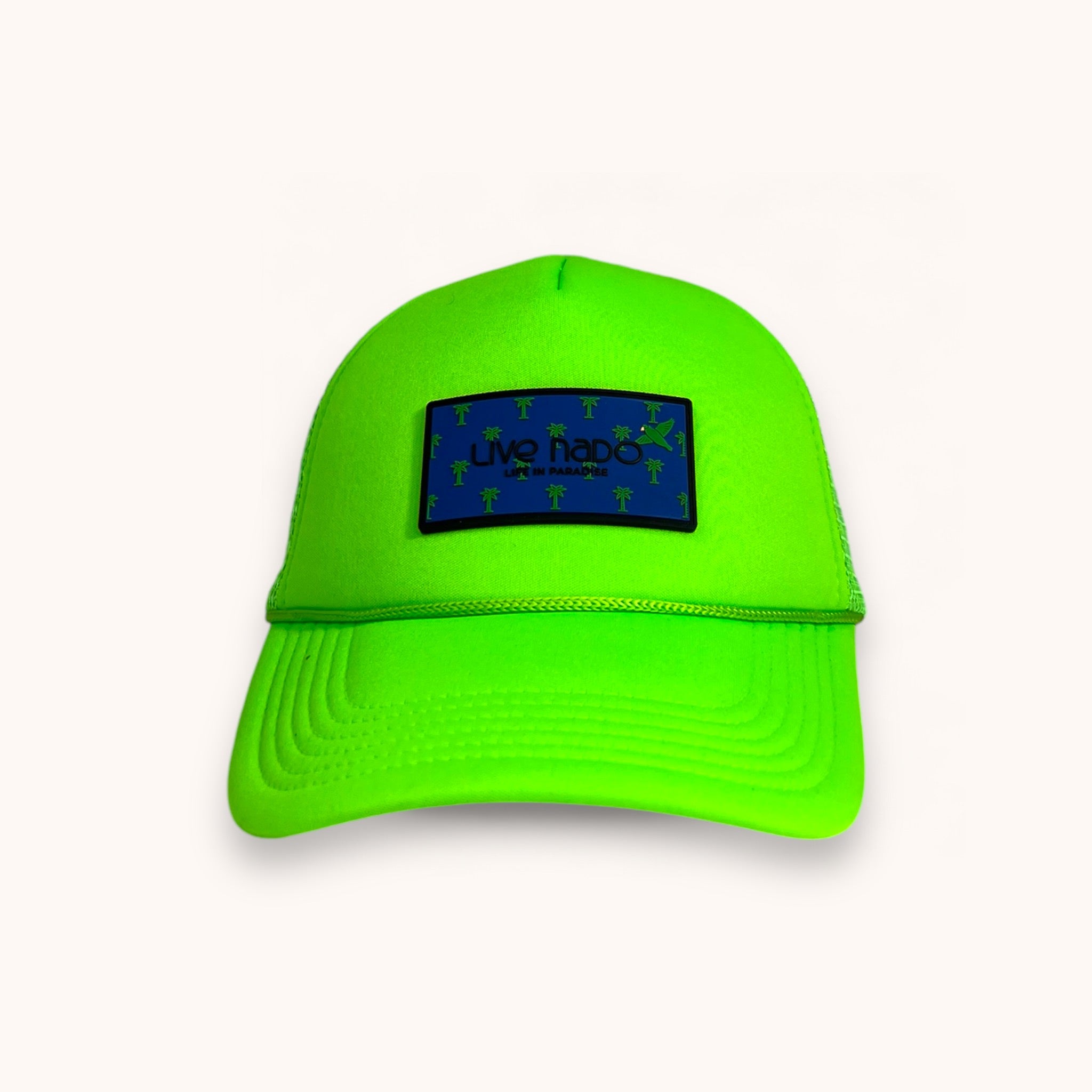 NORTH BEACH | PARROTS & PALMS NEON GREEN FOAM TRUCKER