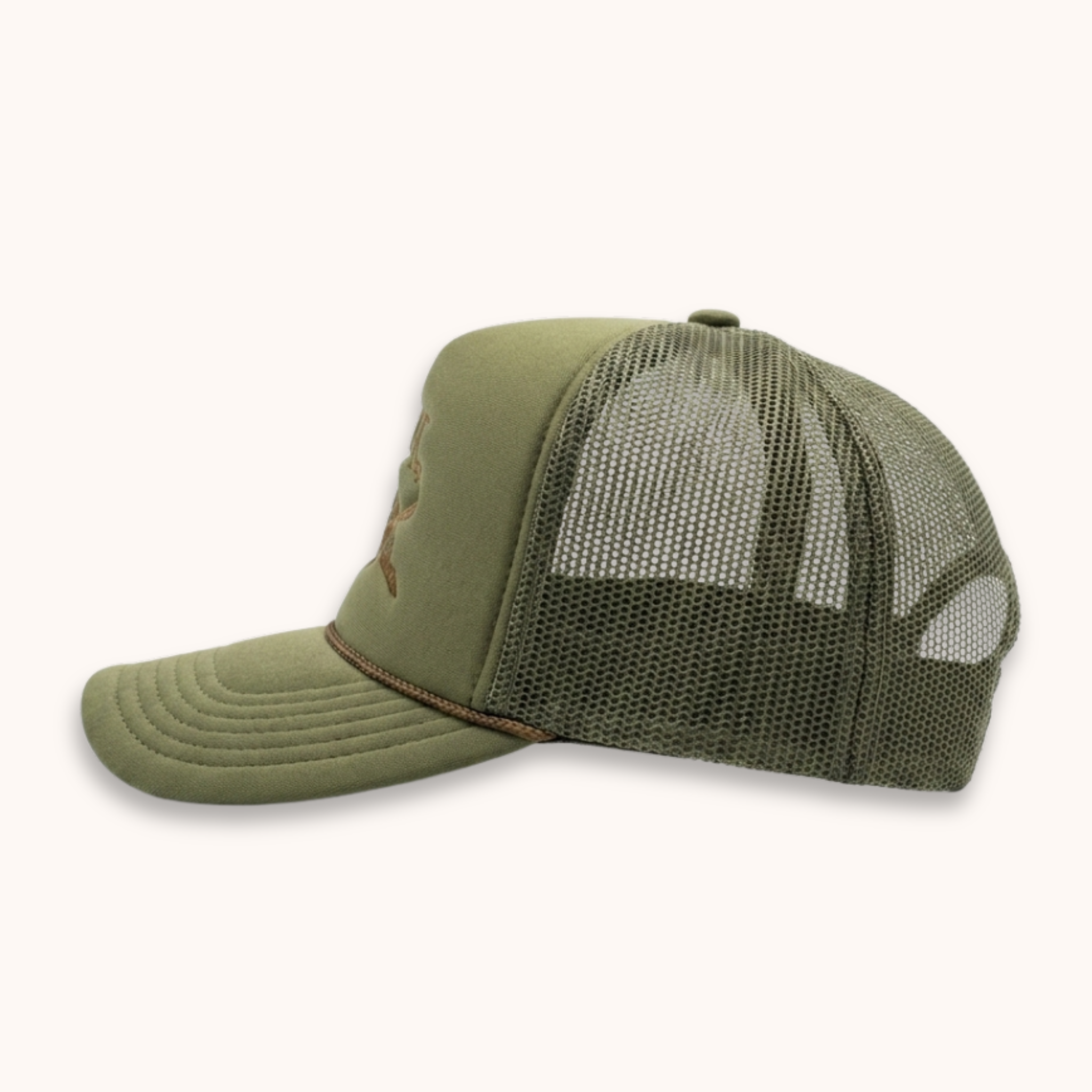 Green mesh cap on a white background