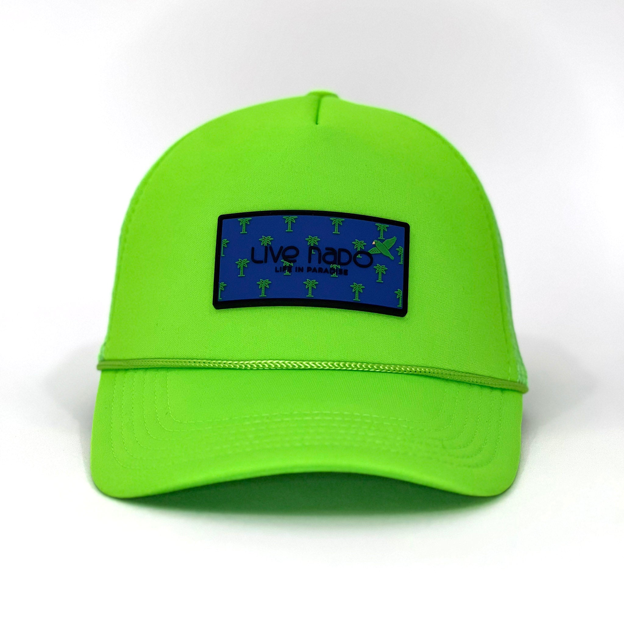 NORTH BEACH | PARROTS & PALMS NEON GREEN FOAM TRUCKER