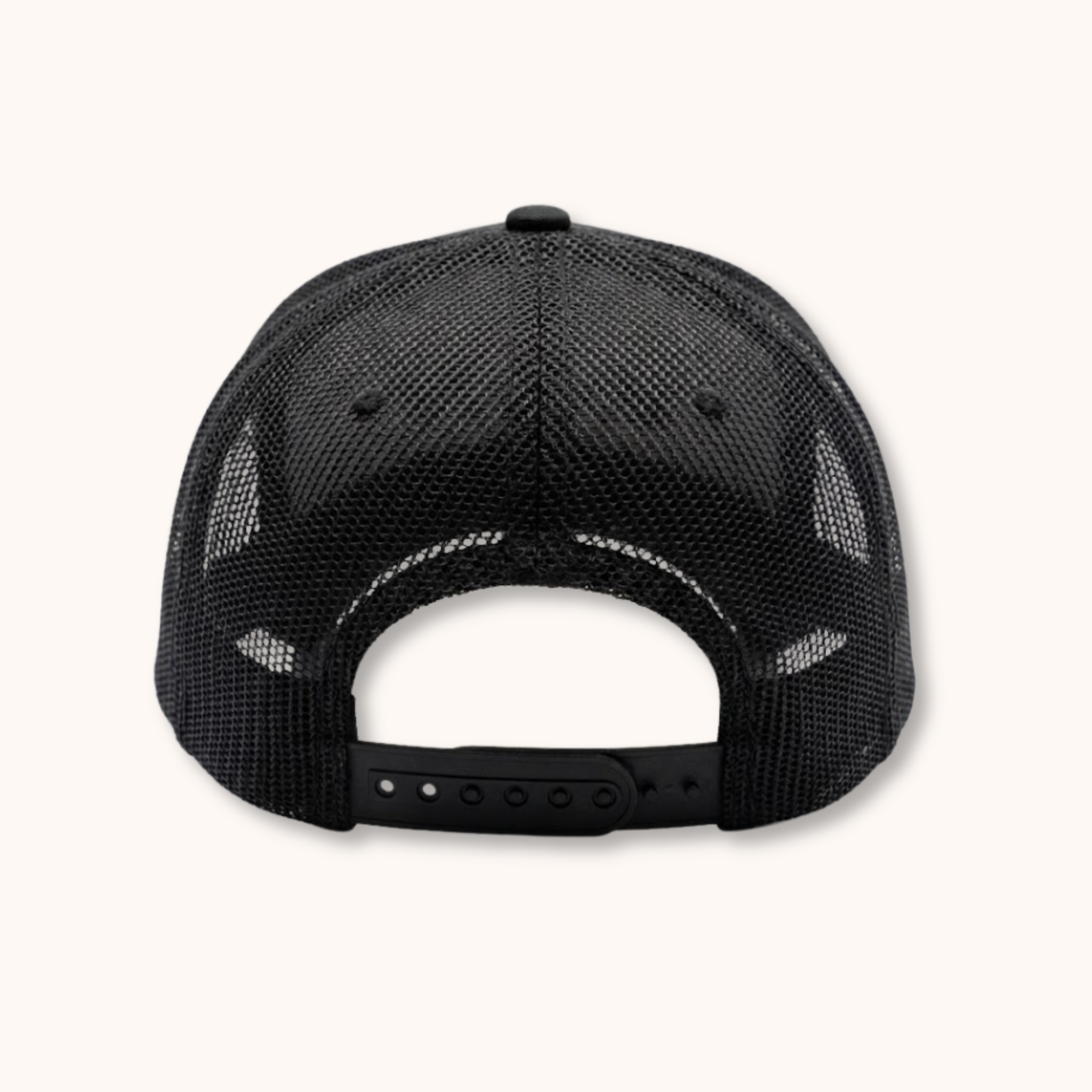 Black mesh cap on a white background