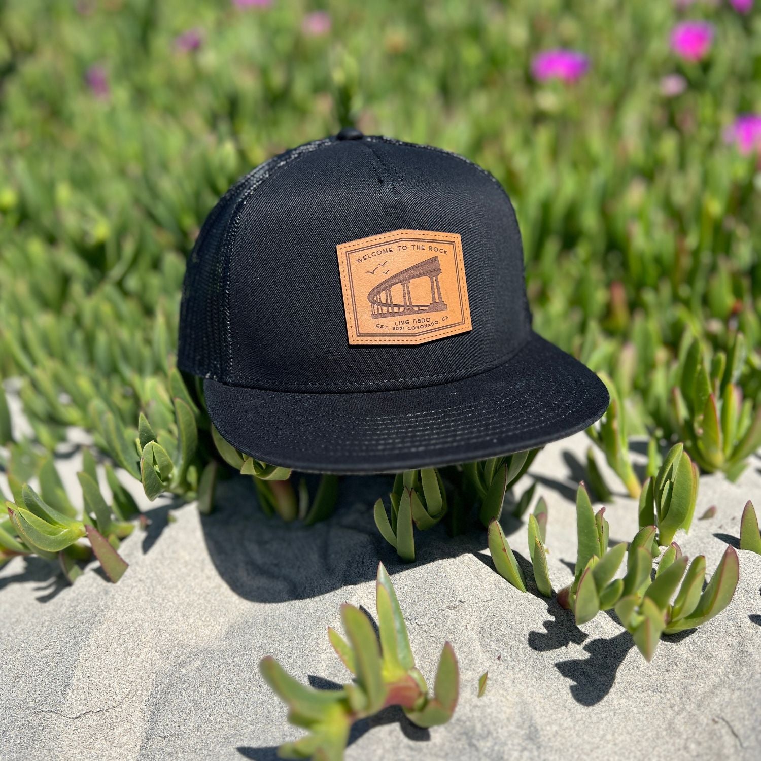BLACK FLAT BRIM WELCOME TO THE ROCK CORONADO TRUCKER
