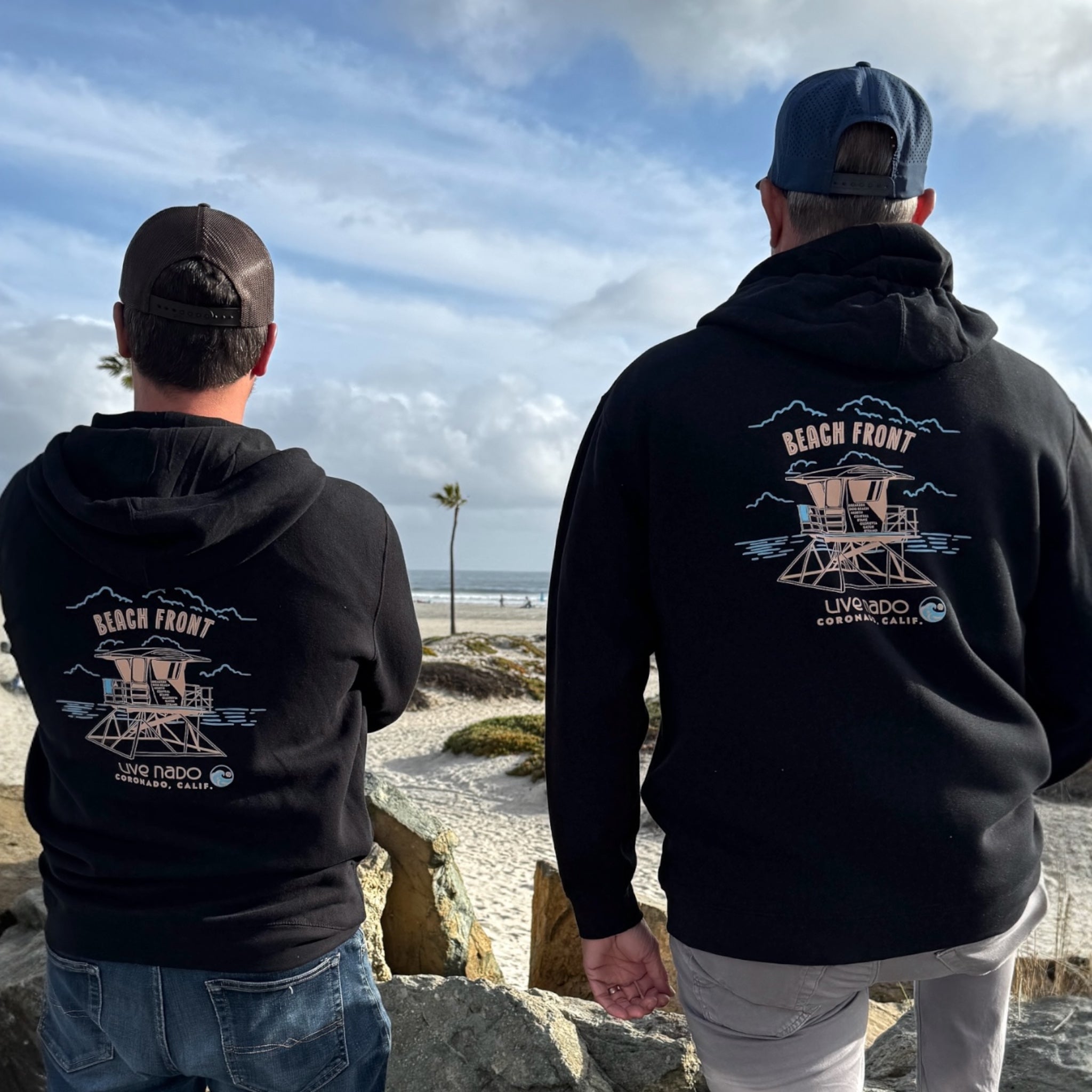 SHORELINE SWEATS  |  BEACH FRONT CORONADO BEACHES ZIP-UP HOODIE