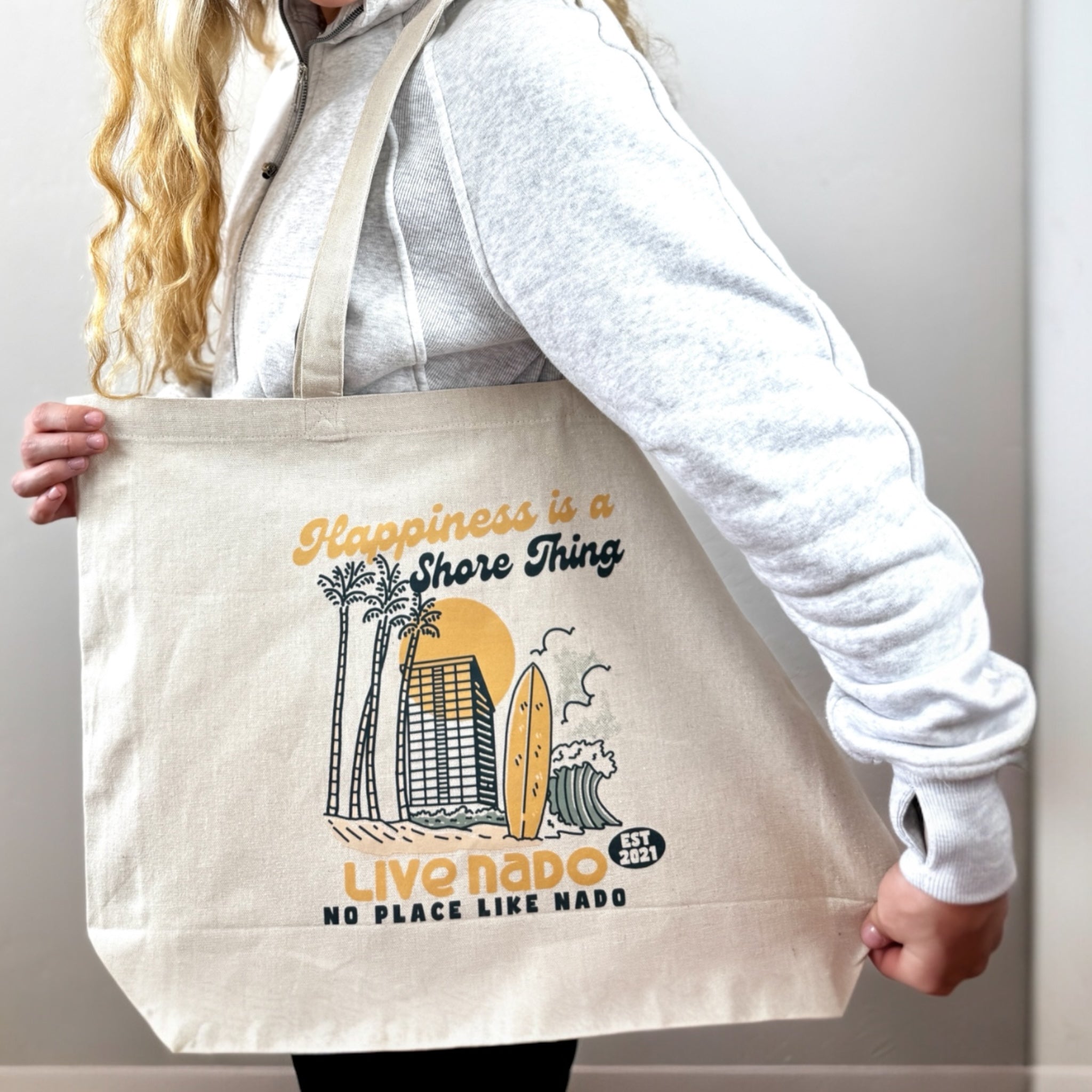 ACCESSORIES  | HAPPINESS IS A SHORE THING CORONADO TOTE