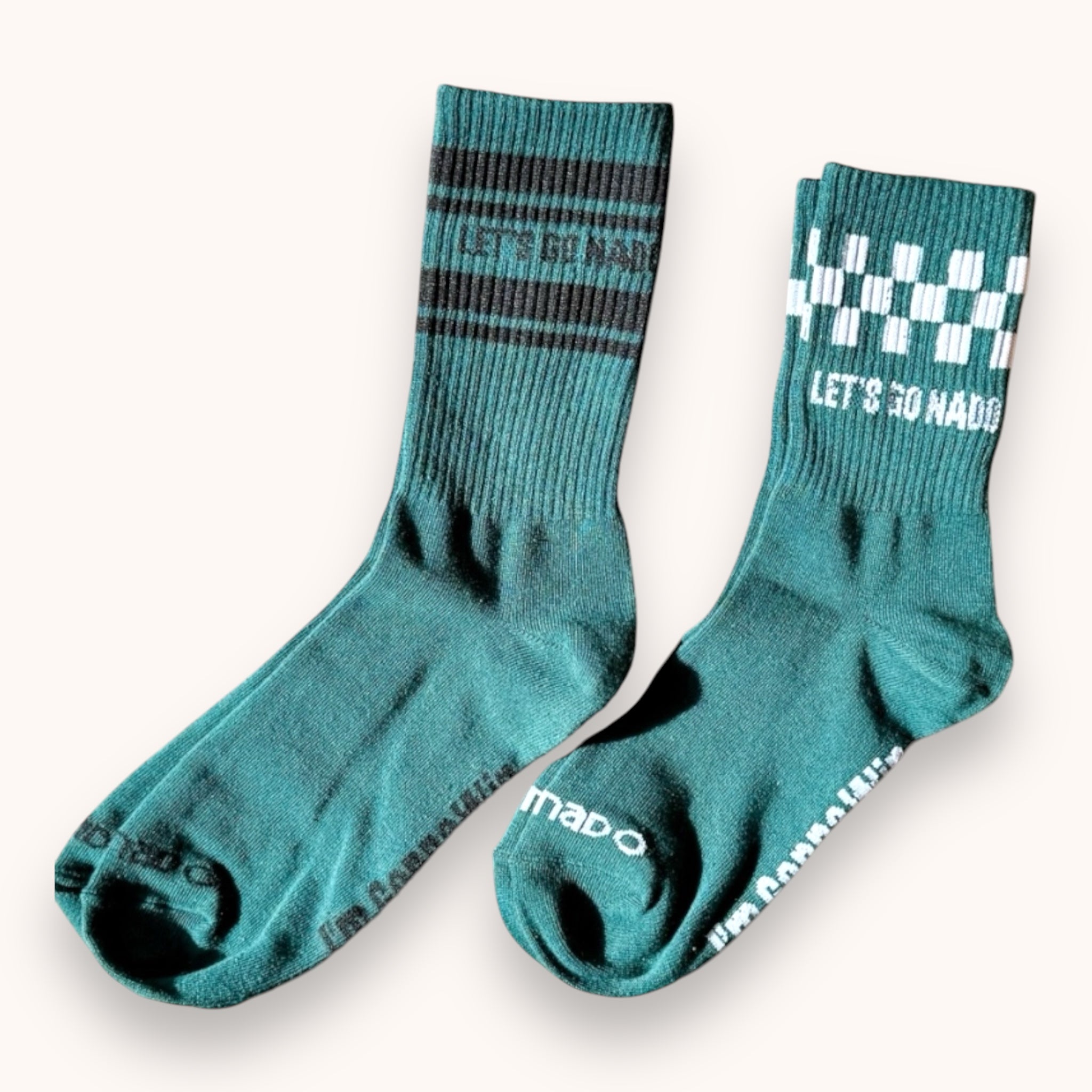 ACCESSORIES  |  LET'S GO NADO WHITE CHECKERED I'M GONNA WIN CREW SOCKS KIDS