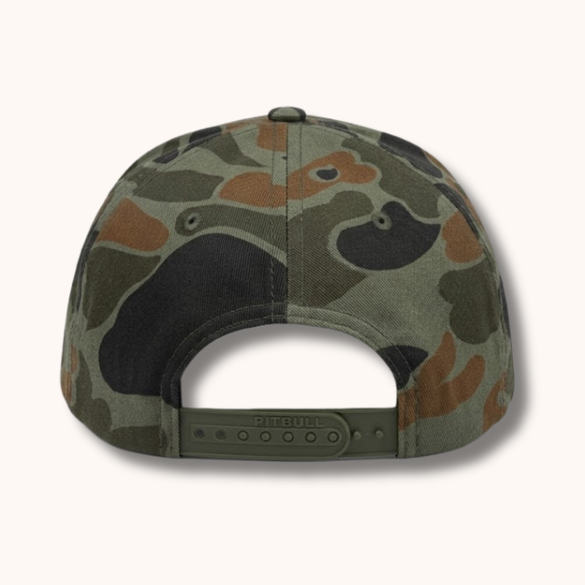 Camouflage-patterned cap on a white background