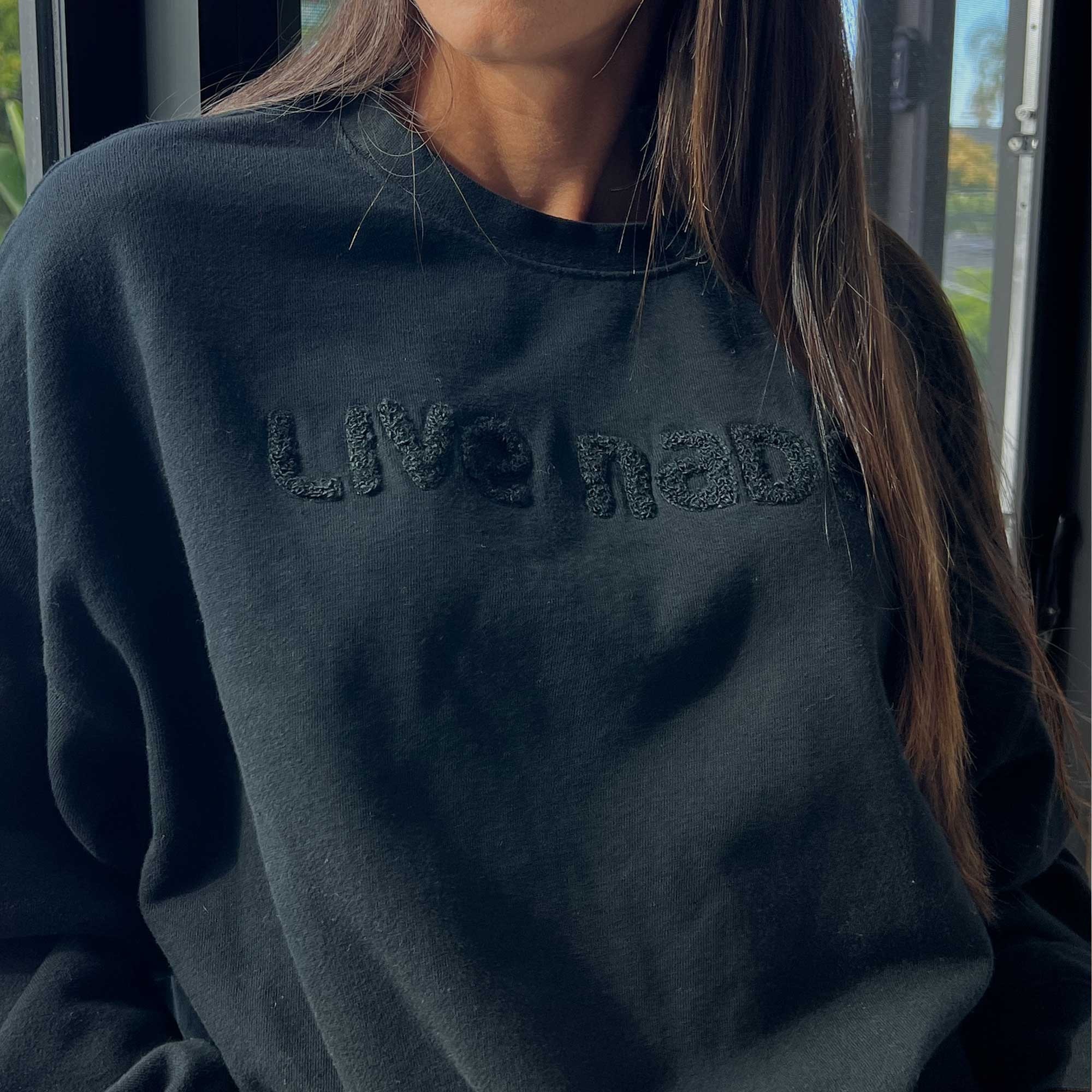 SHORELINE SWEATS  |  WITH LOVE, CHENILLE CREWNECK SWEATSHIRT