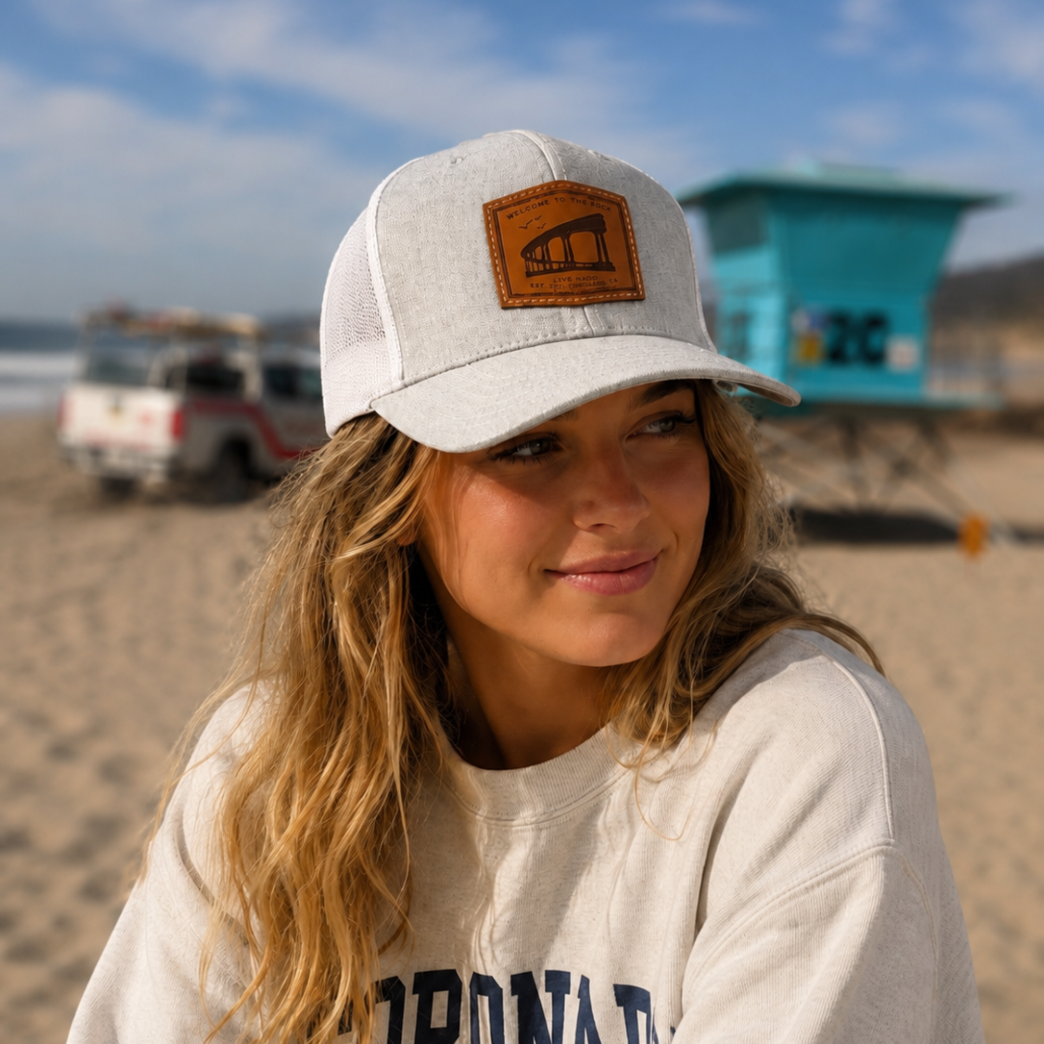 DUNES | "WELCOME TO THE ROCK" LEATHER PATCH TRUCKER