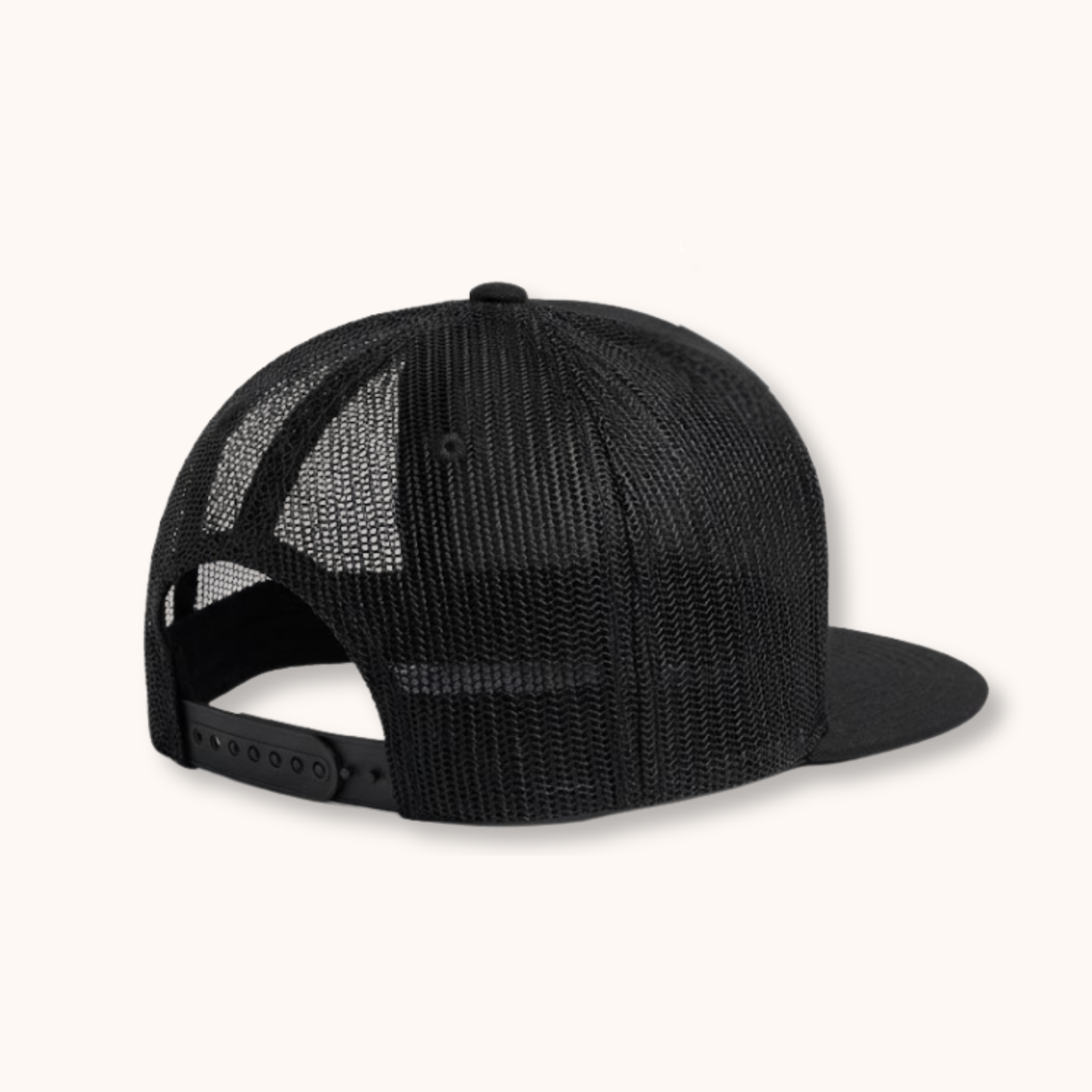 Black mesh cap on a white background