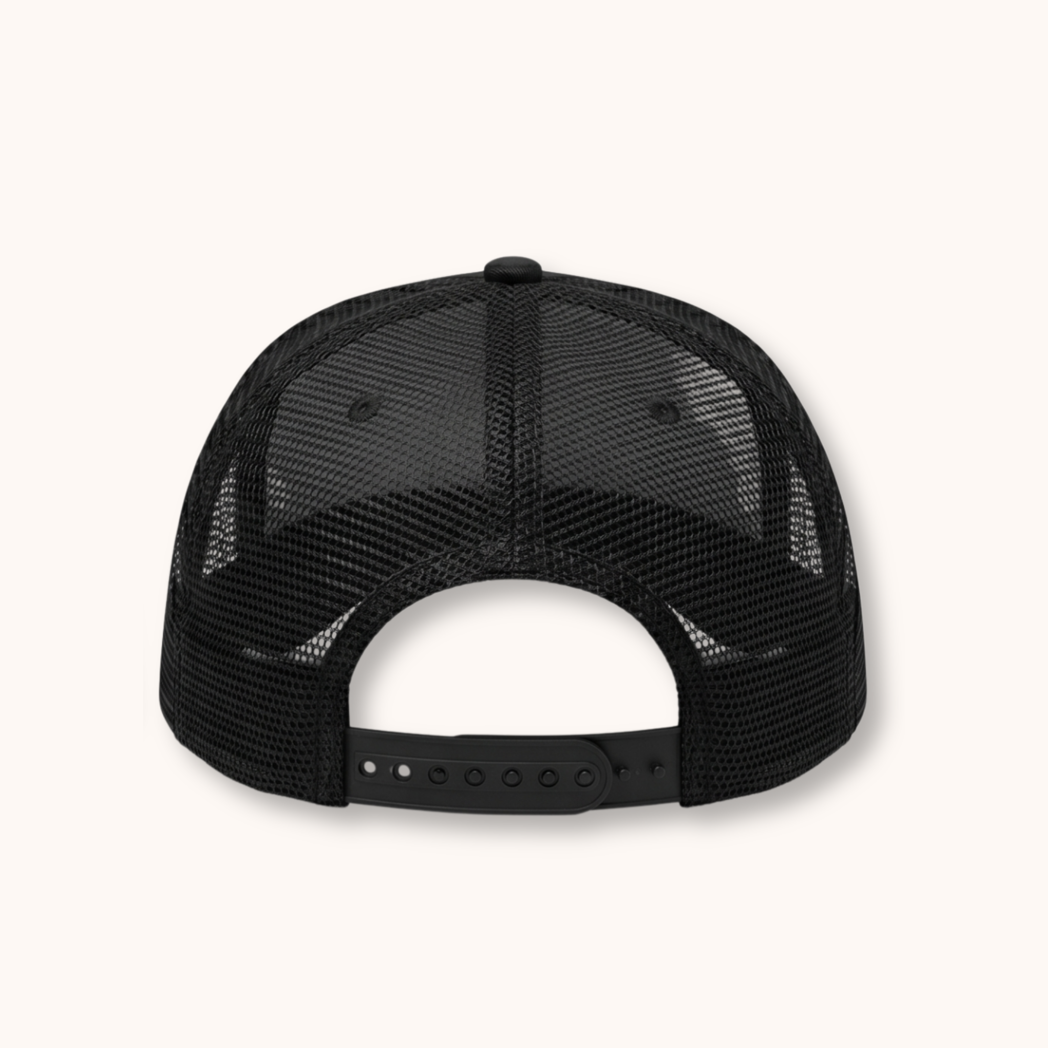 Black mesh cap on a white background