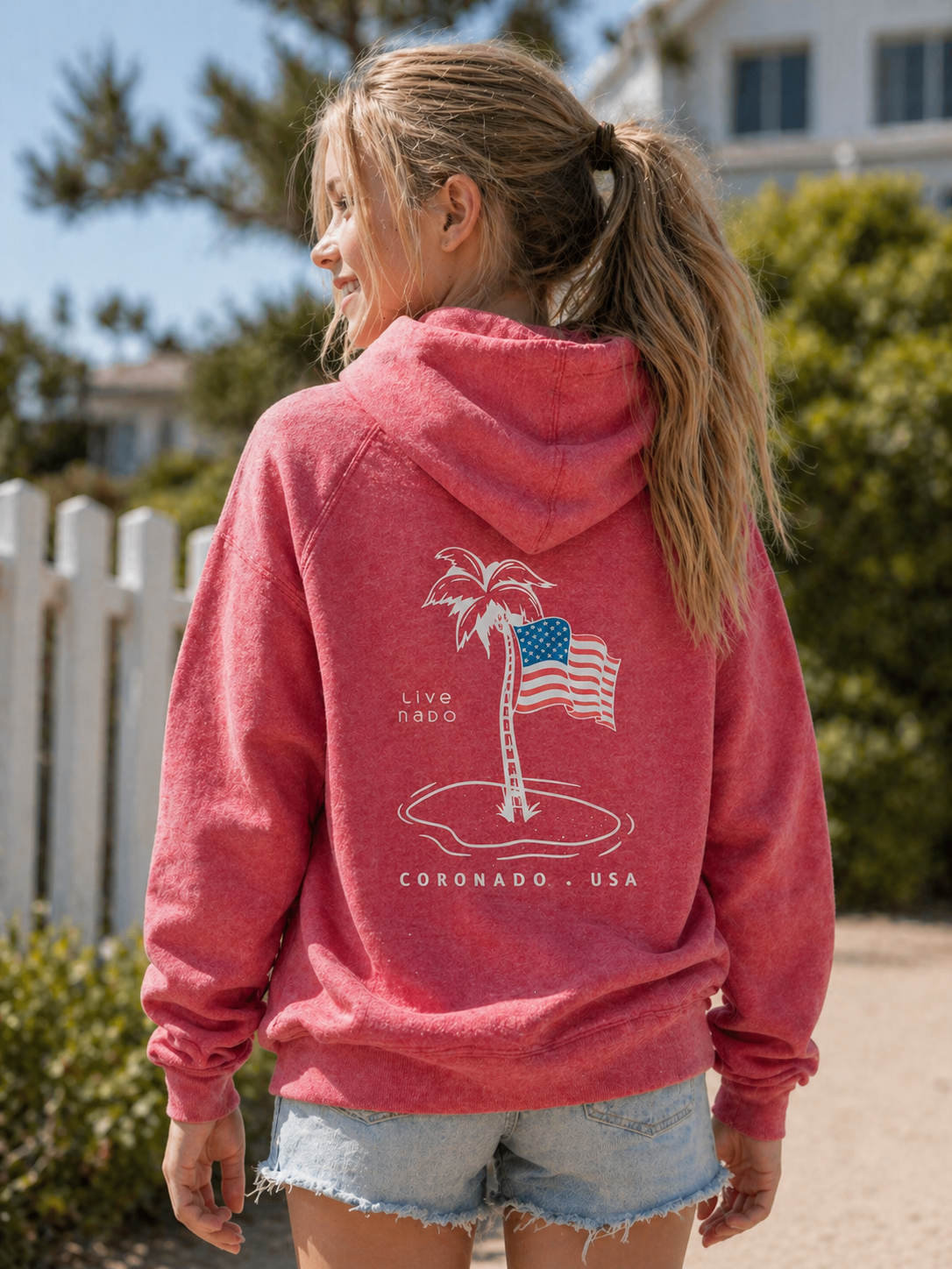 SHORELINE SWEATS | KIDS "RED, WHITE, AND PALM TREES" HOODIE