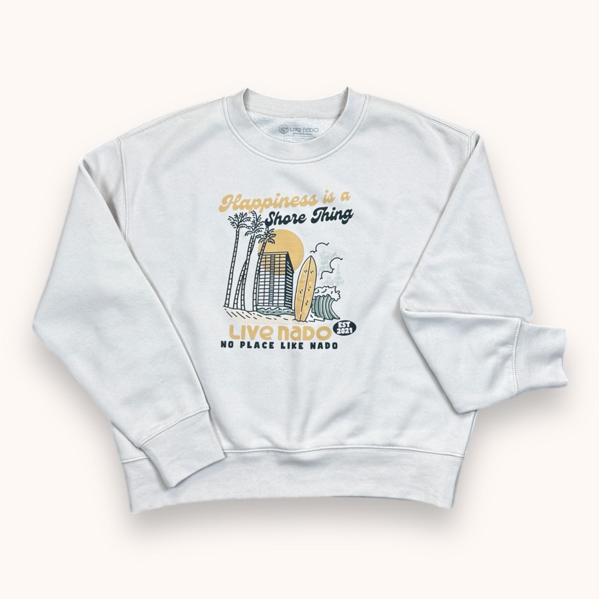 SHORELINE SWEATS  |  HAPPINESS IS A SHORE THING CORONADO CREW NECK FLEECE