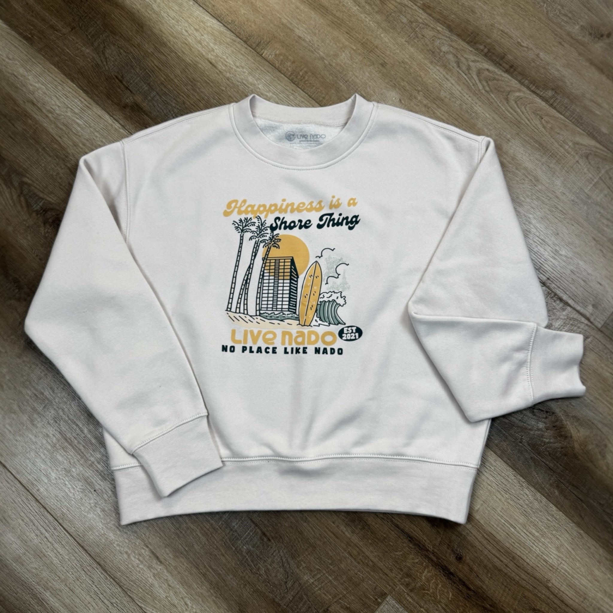 SHORELINE SWEATS  |  HAPPINESS IS A SHORE THING CORONADO CREW NECK FLEECE