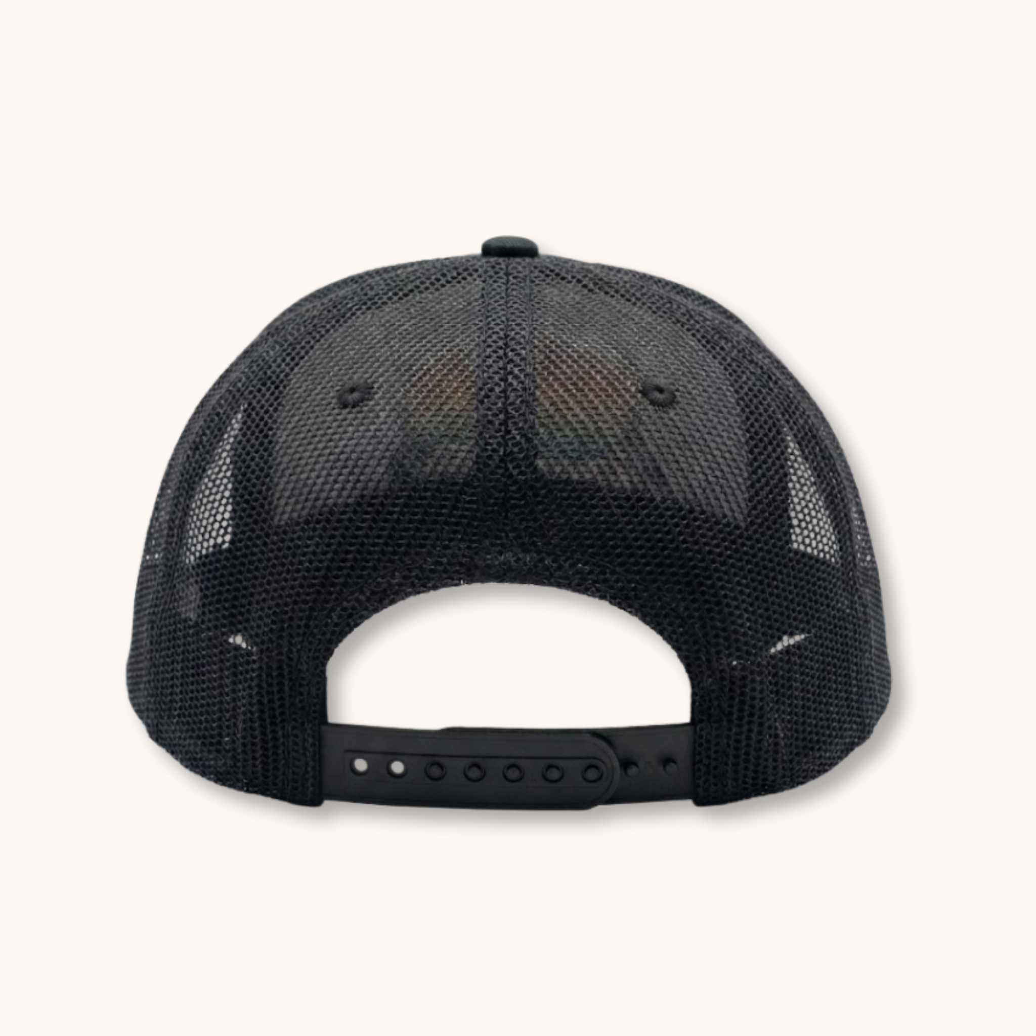 Black mesh cap on a white background
